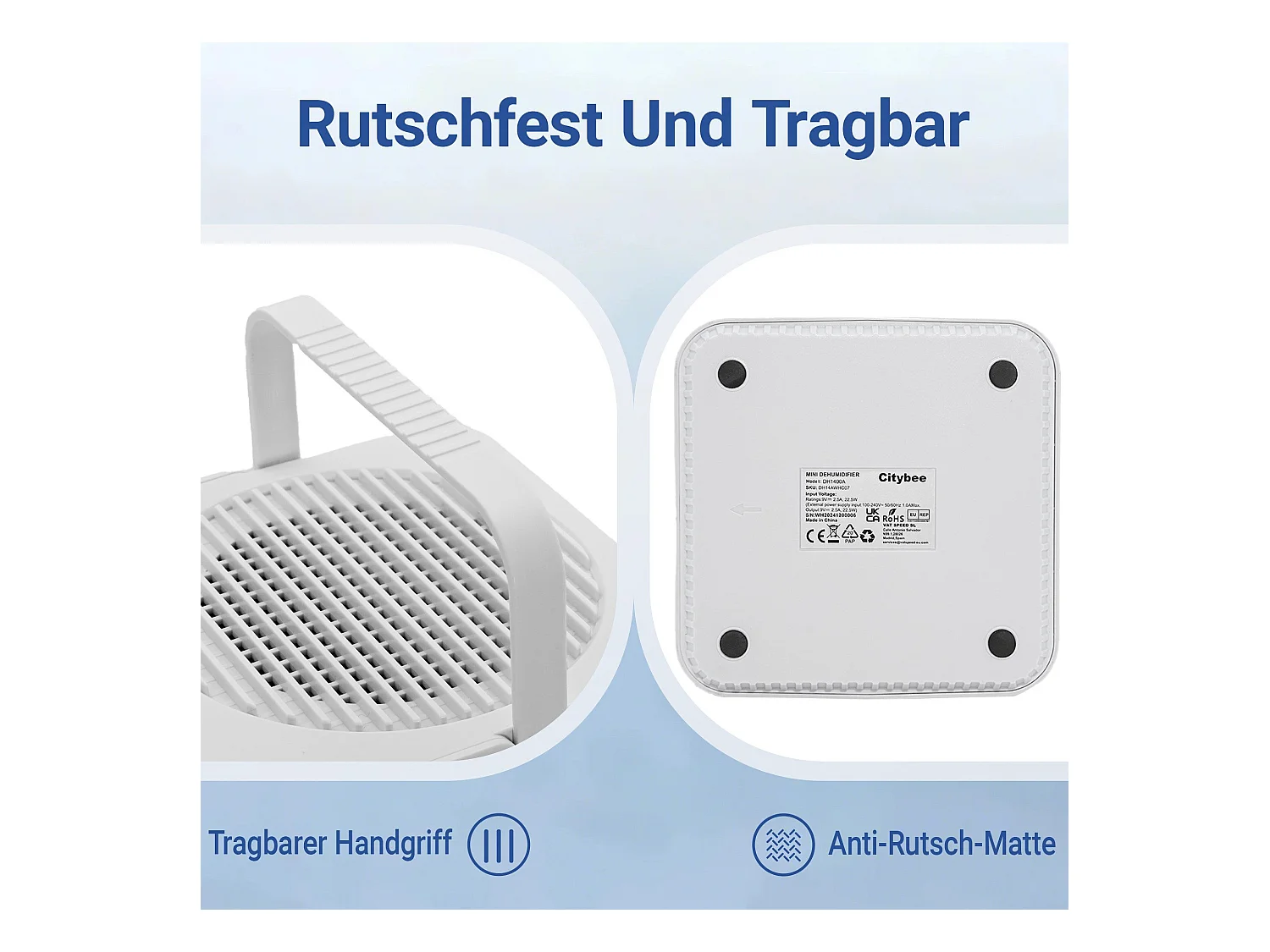 Déshumidificateur NETTLIFE 1400 ml avec minuterie et d'ambiance (blanc)