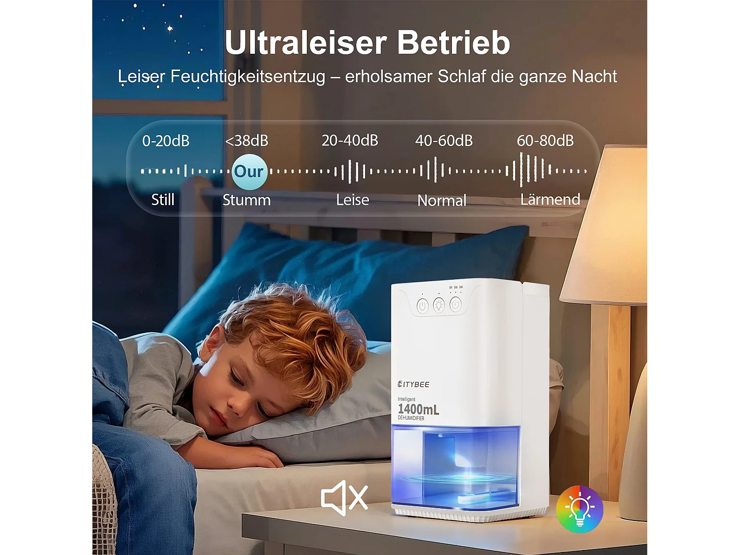 NETTLIFE 1400 ml Luchtontvochtiger met timer en kamertemperatuur (wit)