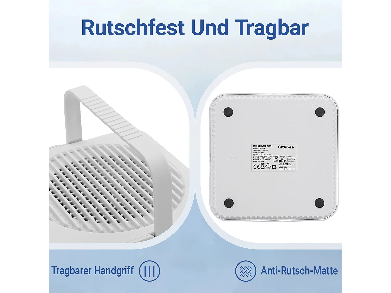 NETTLIFE 1400 ml Luchtontvochtiger met timer en kamertemperatuur (wit)