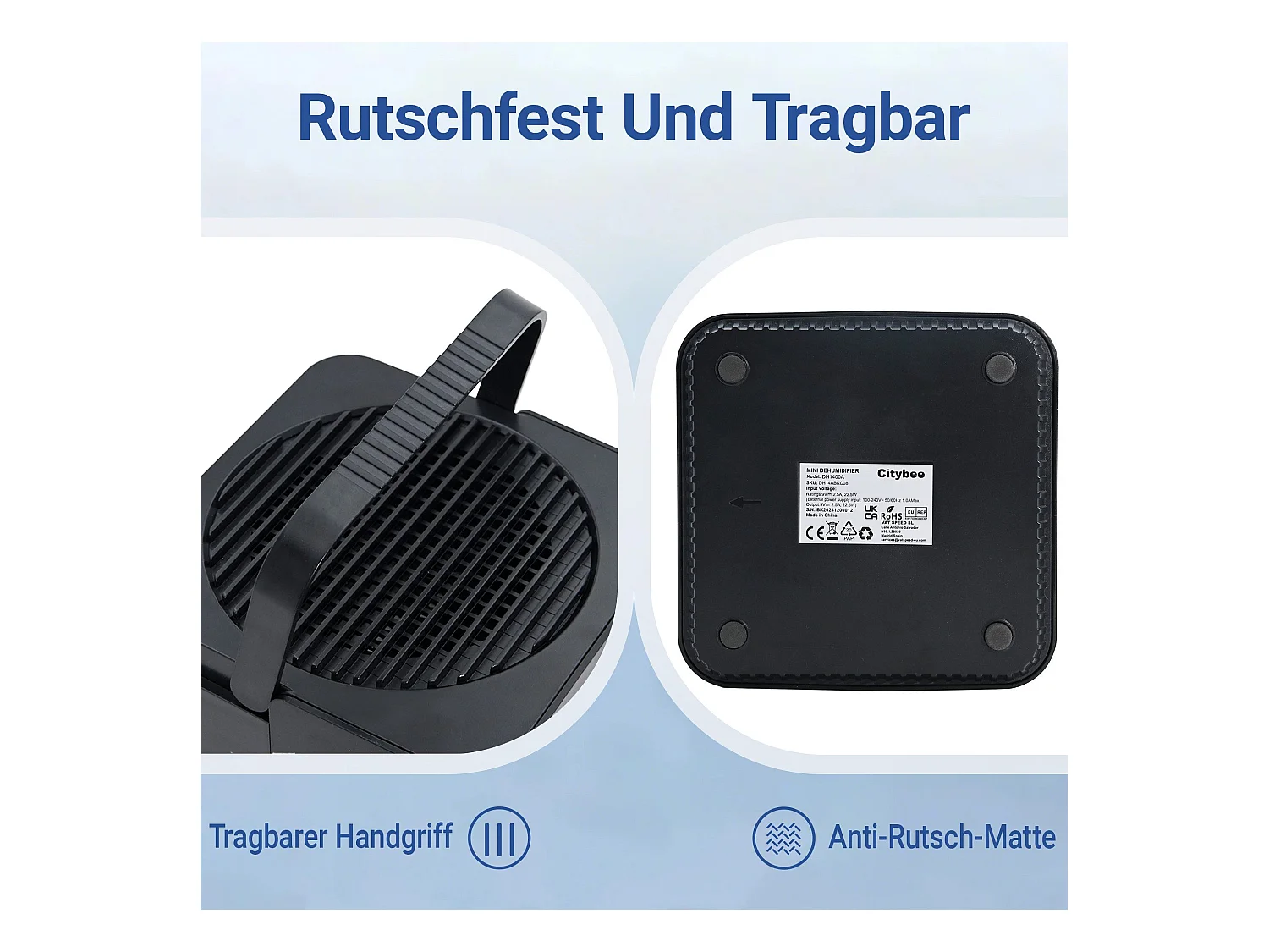 Déshumidificateur NETTLIFE 1400 ml avec minuterie et d'ambiance (noir)