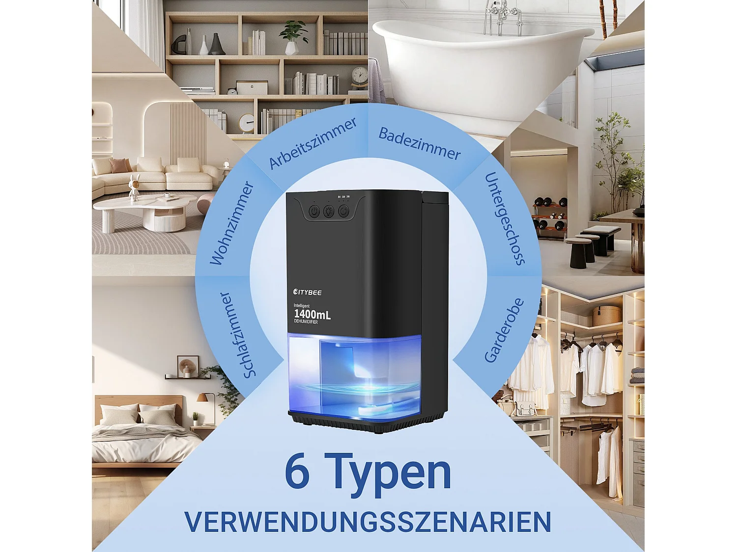 Osuszacz powietrza NETTLIFE 1400 ml z timerem i temperaturą pokojową (czarny)