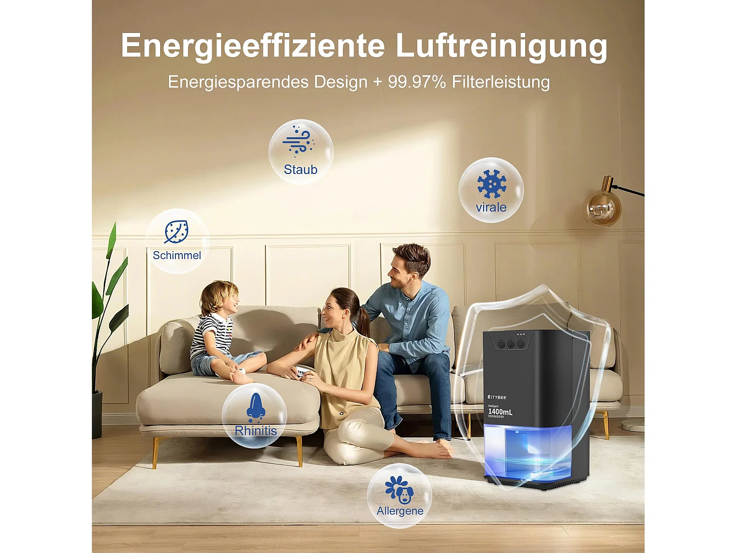 Osuszacz powietrza NETTLIFE 1400 ml z timerem i temperaturą pokojową (czarny)