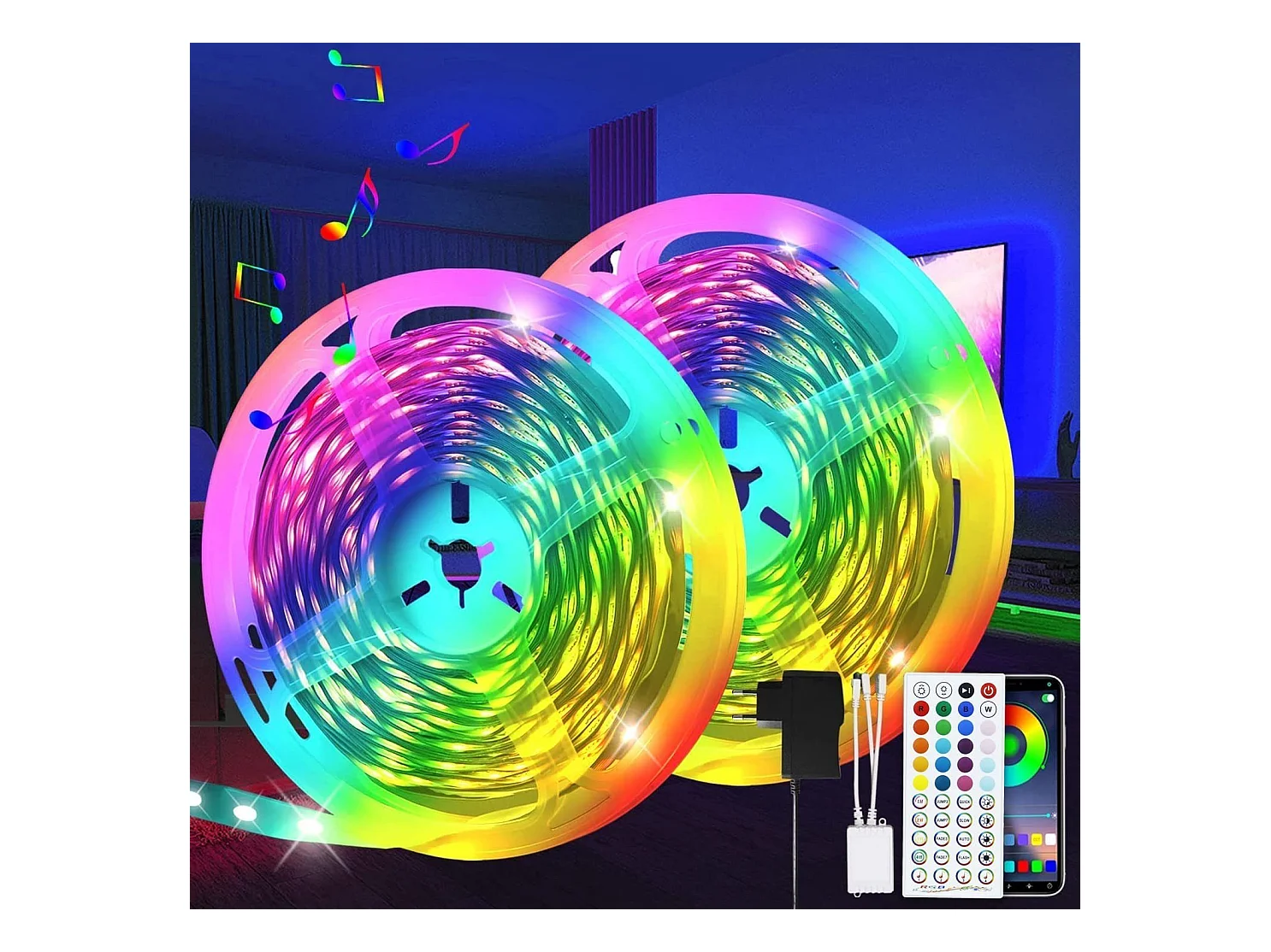 NETTLIFE RGB LED-Streifen Einstellbar mit APP Fernbedienung LED-Streifen