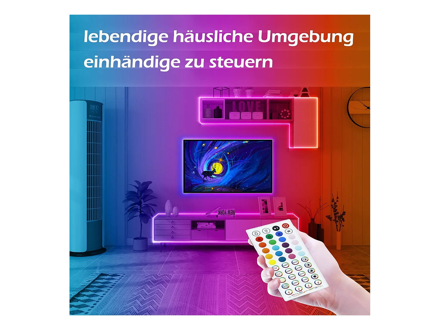 NETTLIFE RGB LED-Streifen Einstellbar mit APP Fernbedienung LED-Streifen