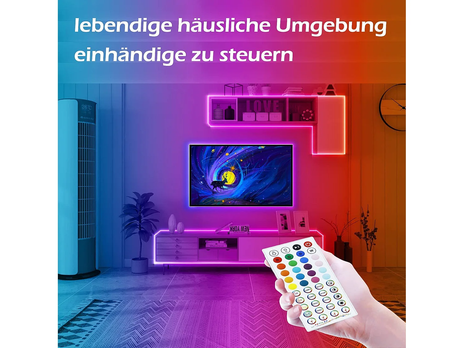 NETTLIFE RGB LED-Streifen Einstellbar mit APP Fernbedienung LED-Streifen