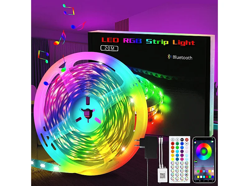 Bande LED NETTLIFE RGB réglable avec application de télécommande Bande LED