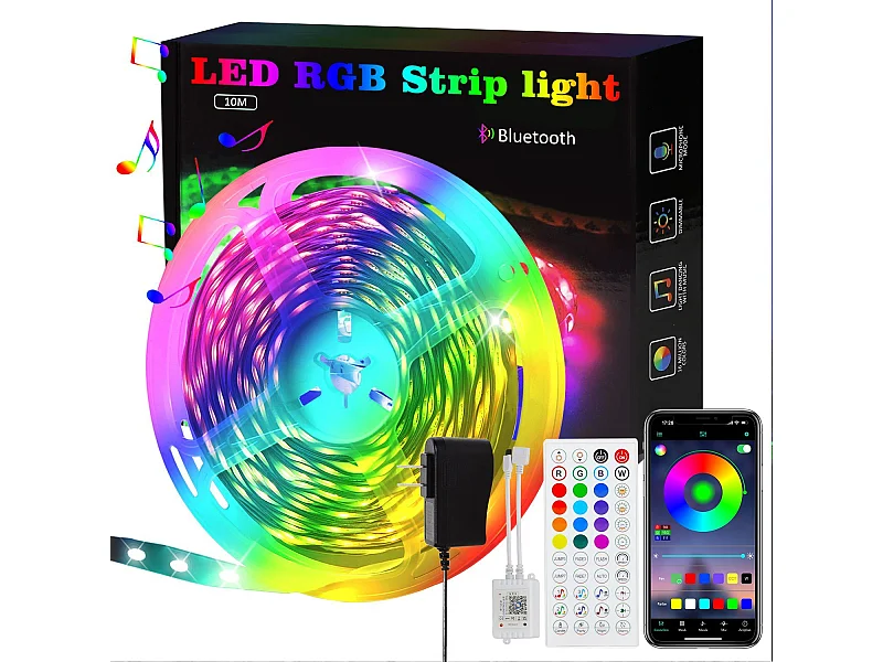NETTLIFE RGB LED-Streifen Einstellbar mit APP Fernbedienung LED-Streifen