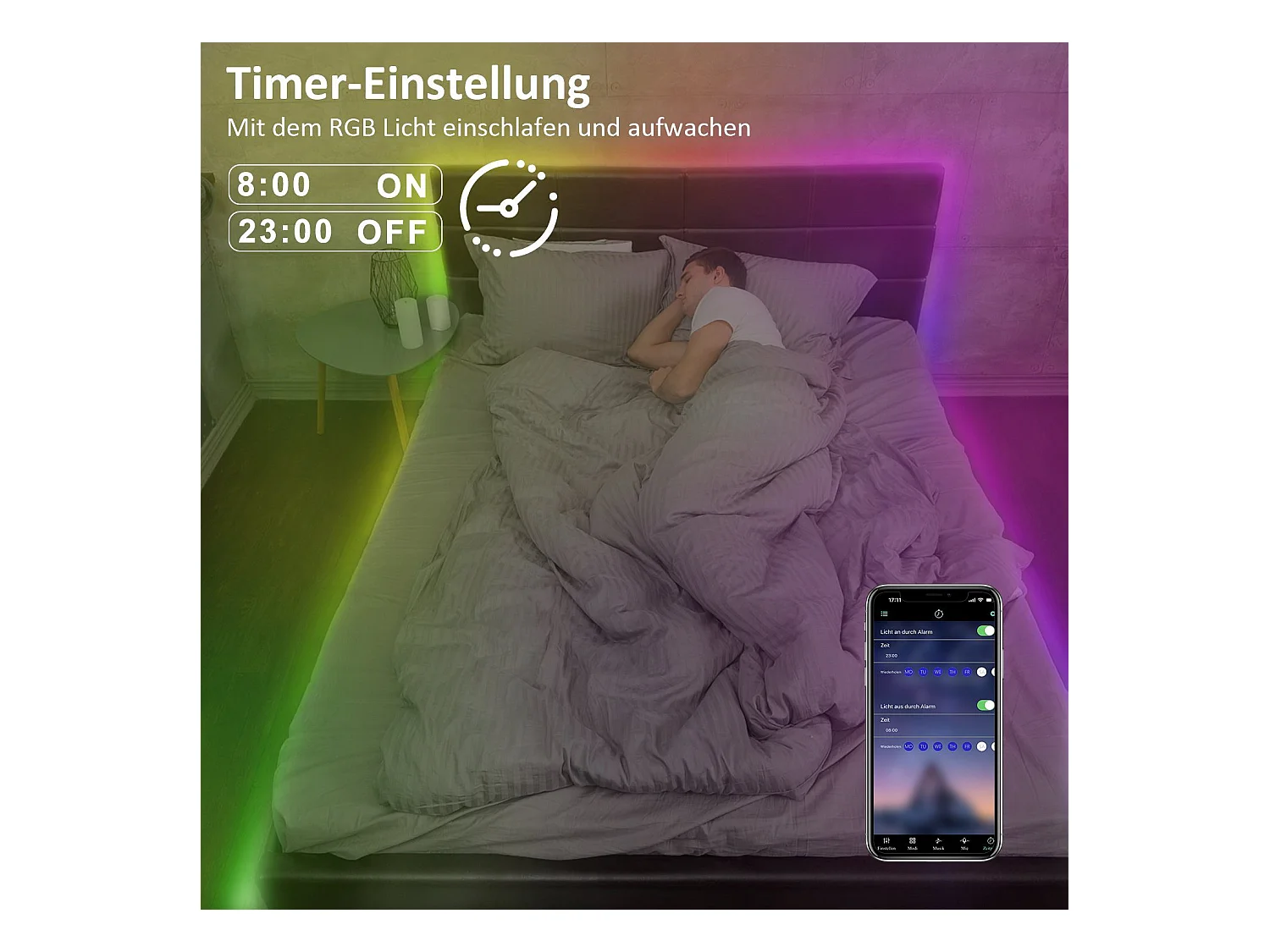 NETTLIFE RGB LED-Streifen Einstellbar mit APP Fernbedienung LED-Streifen