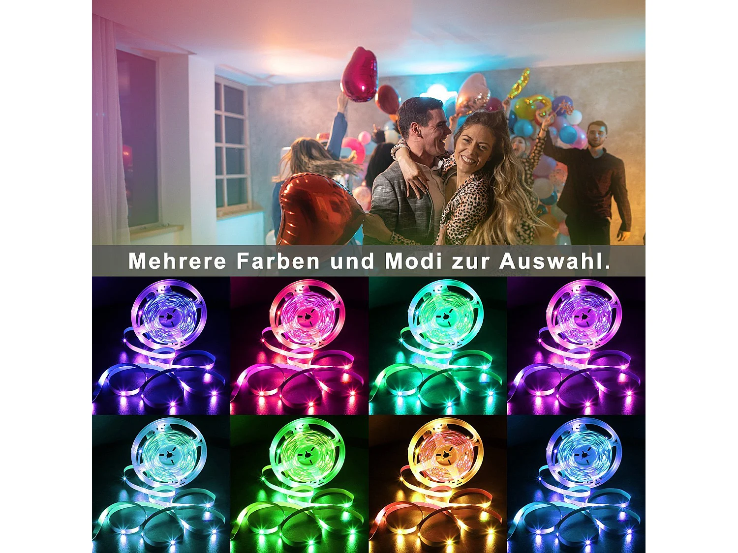 NETTLIFE RGB LED-Streifen Einstellbar mit APP Fernbedienung LED-Streifen