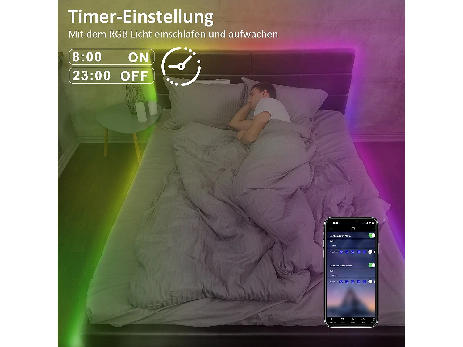 Bande LED NETTLIFE RGB réglable avec application de télécommande Bande LED