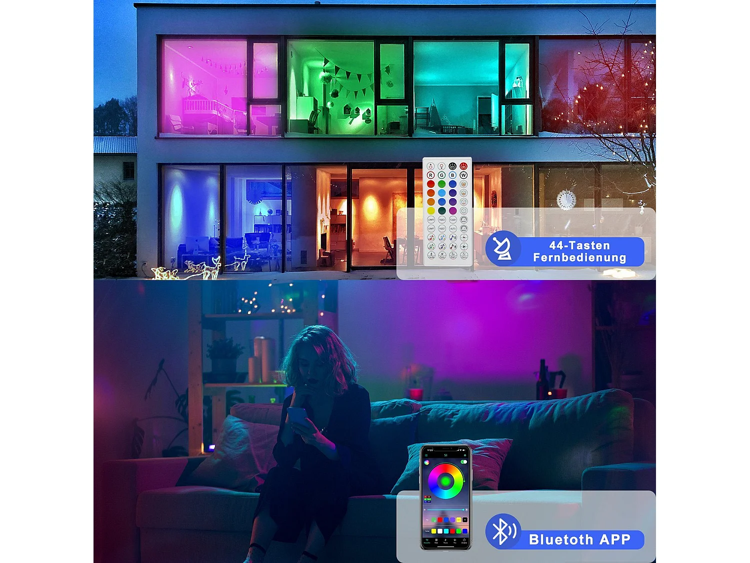 Bande LED NETTLIFE RGB réglable avec application de télécommande Bande LED