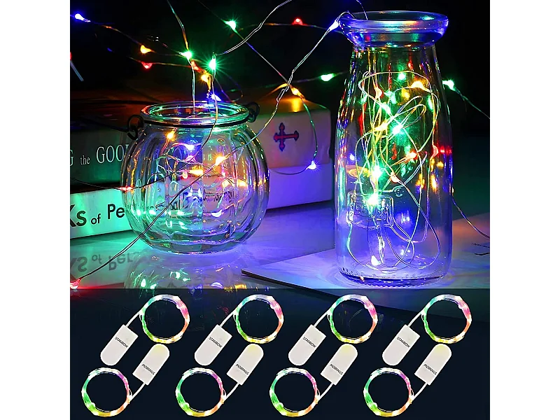 Cadena de luces LED NETTLIFE (8 unidades, 2 m, 20 LED, funciona con pilas, decoración navideña)