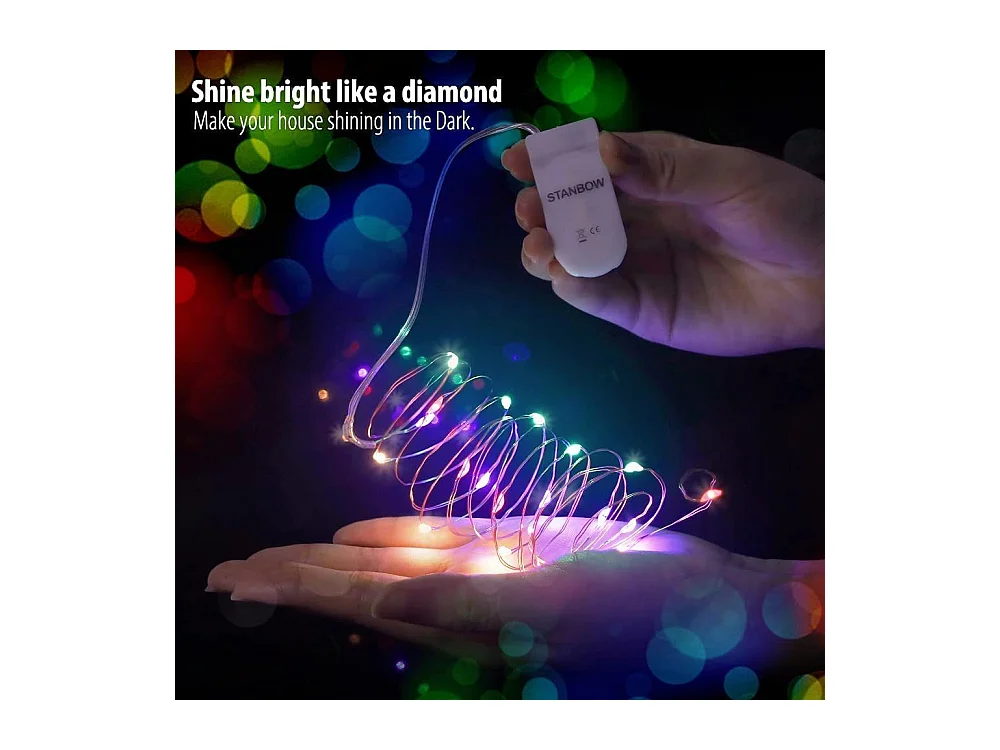 NETTLIFE LED-lichtsnoer 8-pack 2M 20 LED-batterijgevoede lichtsnoeren kerstdecoratie