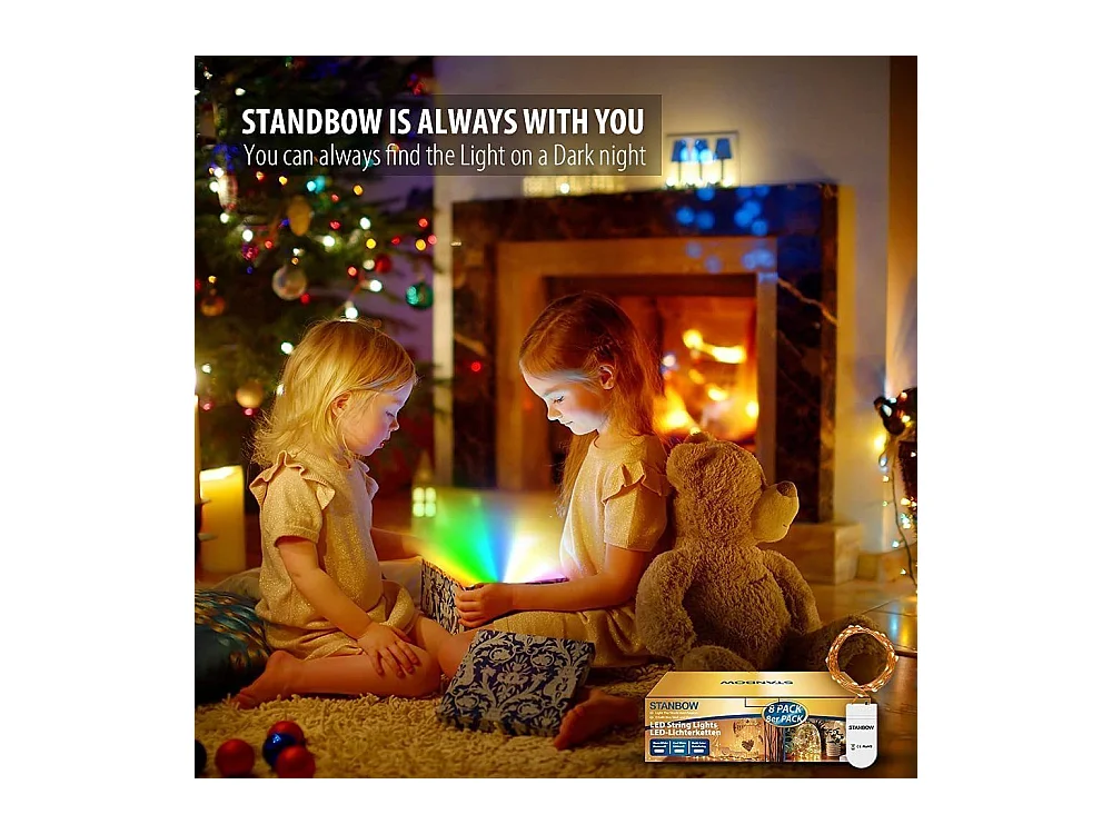 NETTLIFE LED-lichtsnoer 8-pack 2M 20 LED-batterijgevoede lichtsnoeren kerstdecoratie