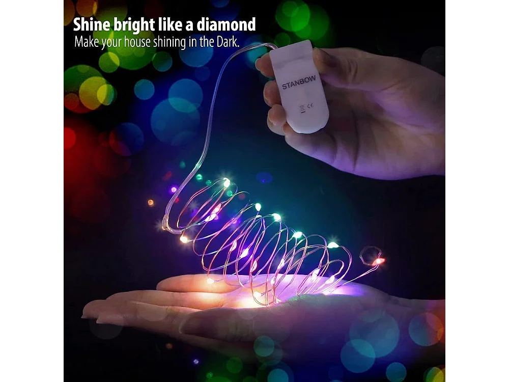 NETTLIFE LED-lichtsnoer 8-pack 2M 20 LED-batterijgevoede lichtsnoeren kerstdecoratie