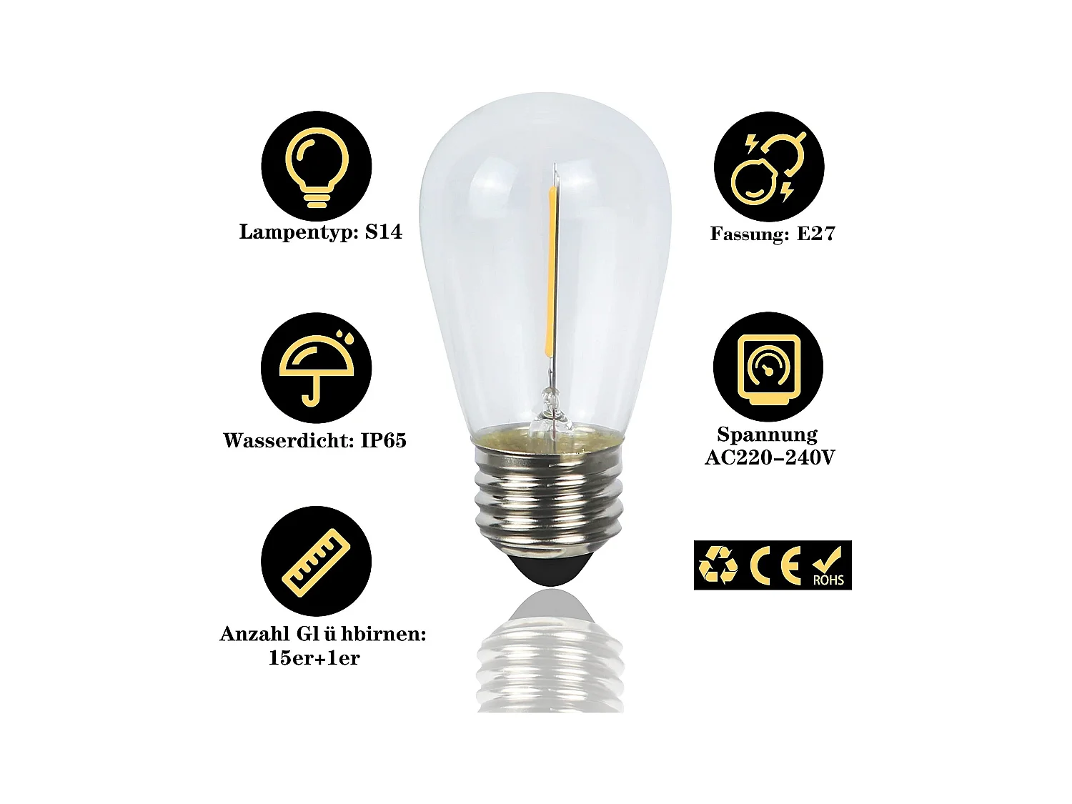 NETTLIFE Lampki LED do użytku wewnątrz i na zewnątrz Żarówki Lampki choinkowe 7,6 m/15 m 16 płomieni, dekoracja świąteczna