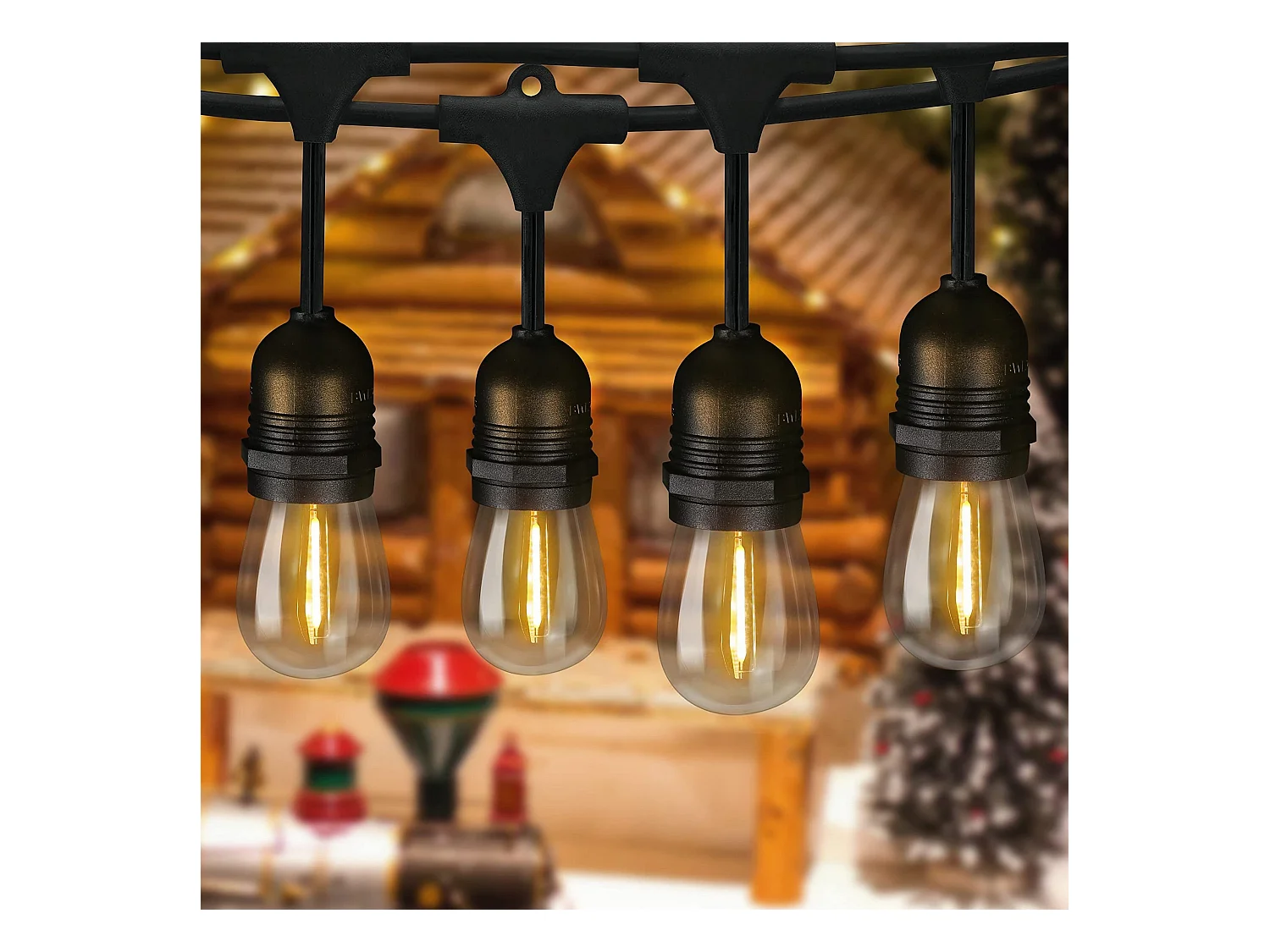 NETTLIFE Guirlande lumineuse LED Intérieur Extérieur Ampoules Guirlande lumineuse 7,6 m/15 m 16-flamme, Décoration de Noël