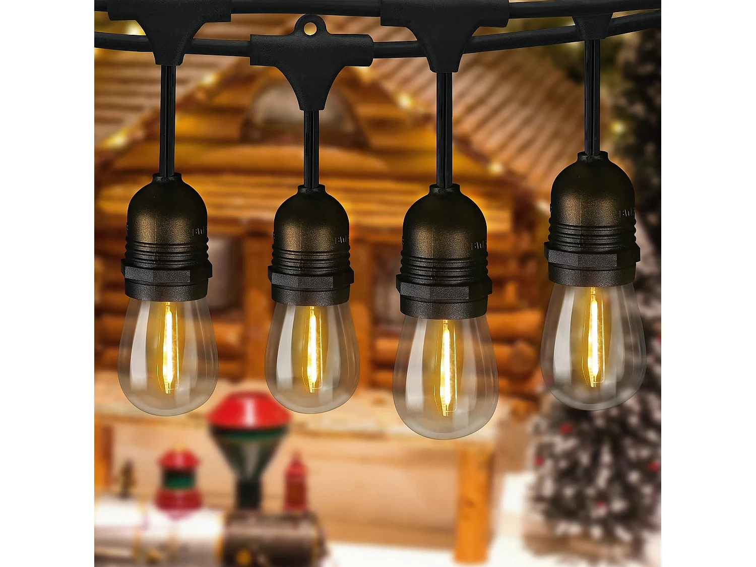 NETTLIFE Guirlande lumineuse LED Intérieur Extérieur Ampoules Guirlande lumineuse 7,6 m/15 m 16-flamme, Décoration de Noël