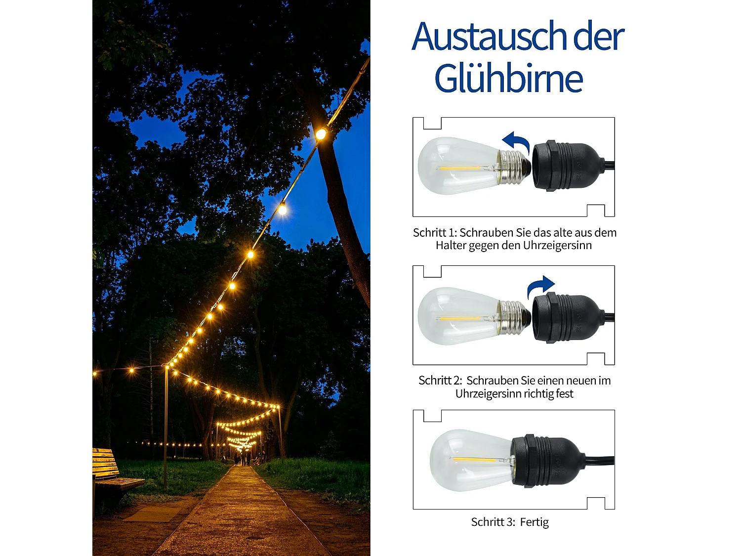 NETTLIFE Guirlande lumineuse LED Intérieur Extérieur Ampoules Guirlande lumineuse 7,6 m/15 m 16-flamme, Décoration de Noël