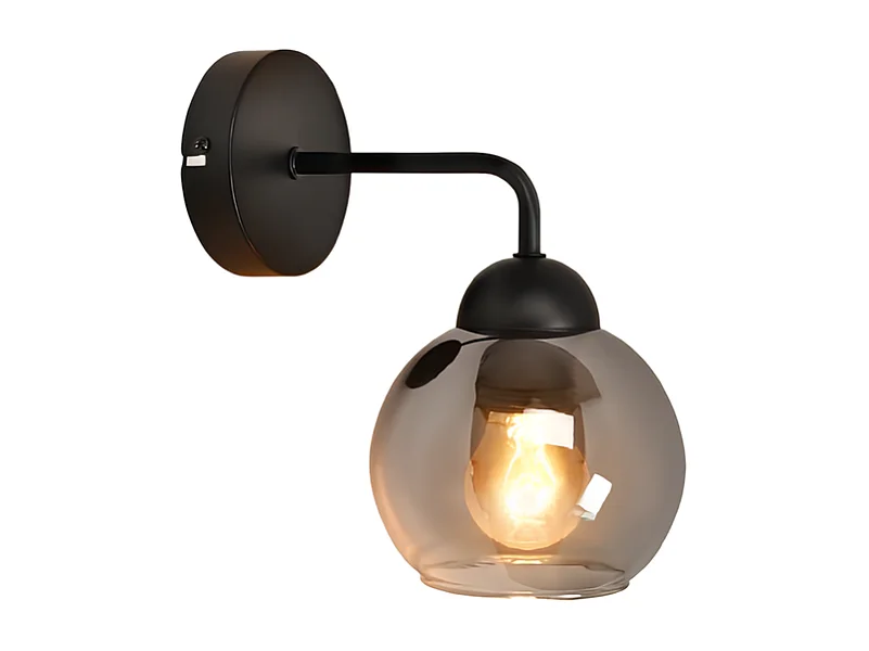 Applique murale d'intérieur vintage NETTLIFE E27 : éclairage mural rétro pour chambre à coucher en verre noir