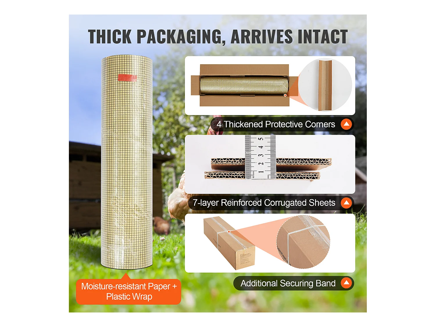 Grillage Rouleau Soudé Métallique de Calibre 19 pour Clôtures à Poulets SucceBuy 121.92 x 3048cm