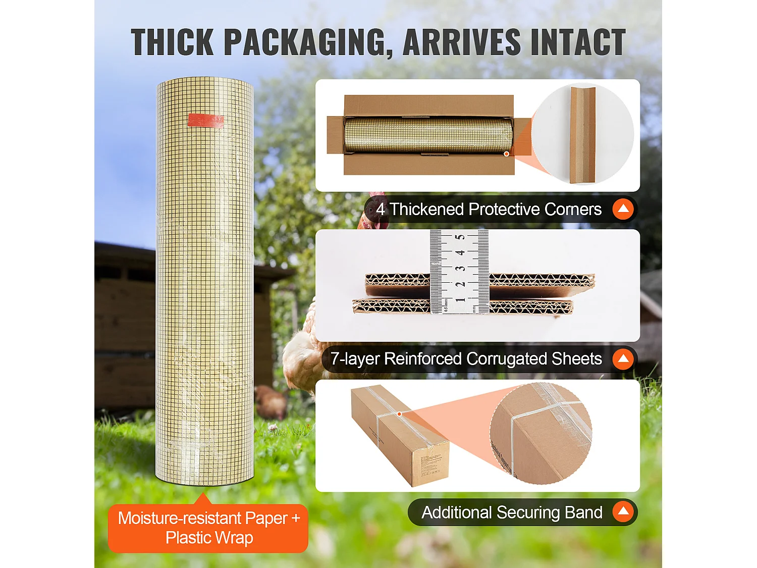 Grillage Rouleau Soudé Métallique de Calibre 19 pour Clôtures à Poulets SucceBuy 121.92 x 3048cm