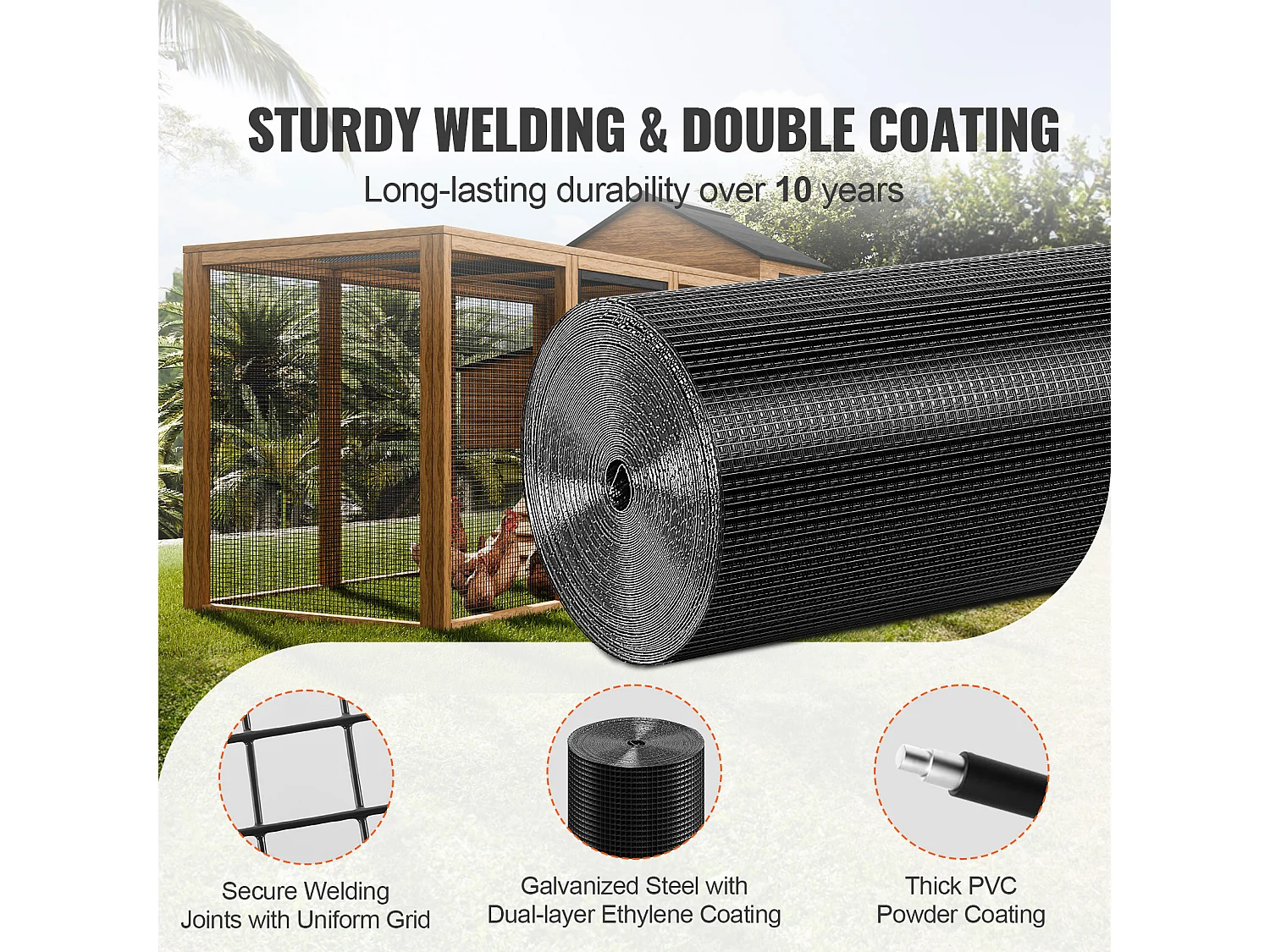 Rotolo Di Rete Saldamente Zincata SucceBuy 61 cm x 30,5 m, Rete Metallica Con Calibro 19