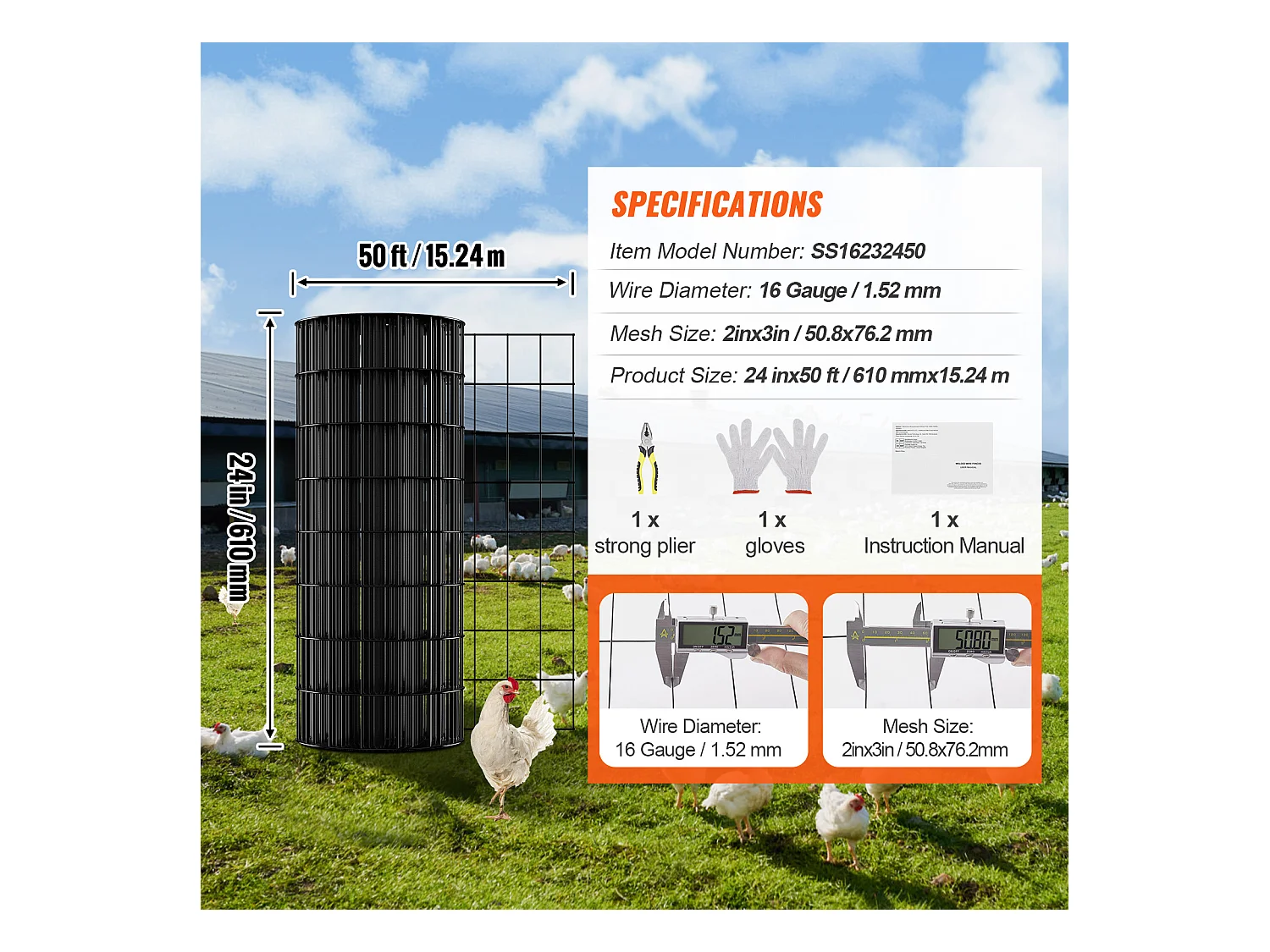 Rol Gegalvaniseerd Metaal Gaas SucceBuy Hardware Cloth, Kippen Gaas Kaliber 16, Metaal Gaas Met Vinyl Coating