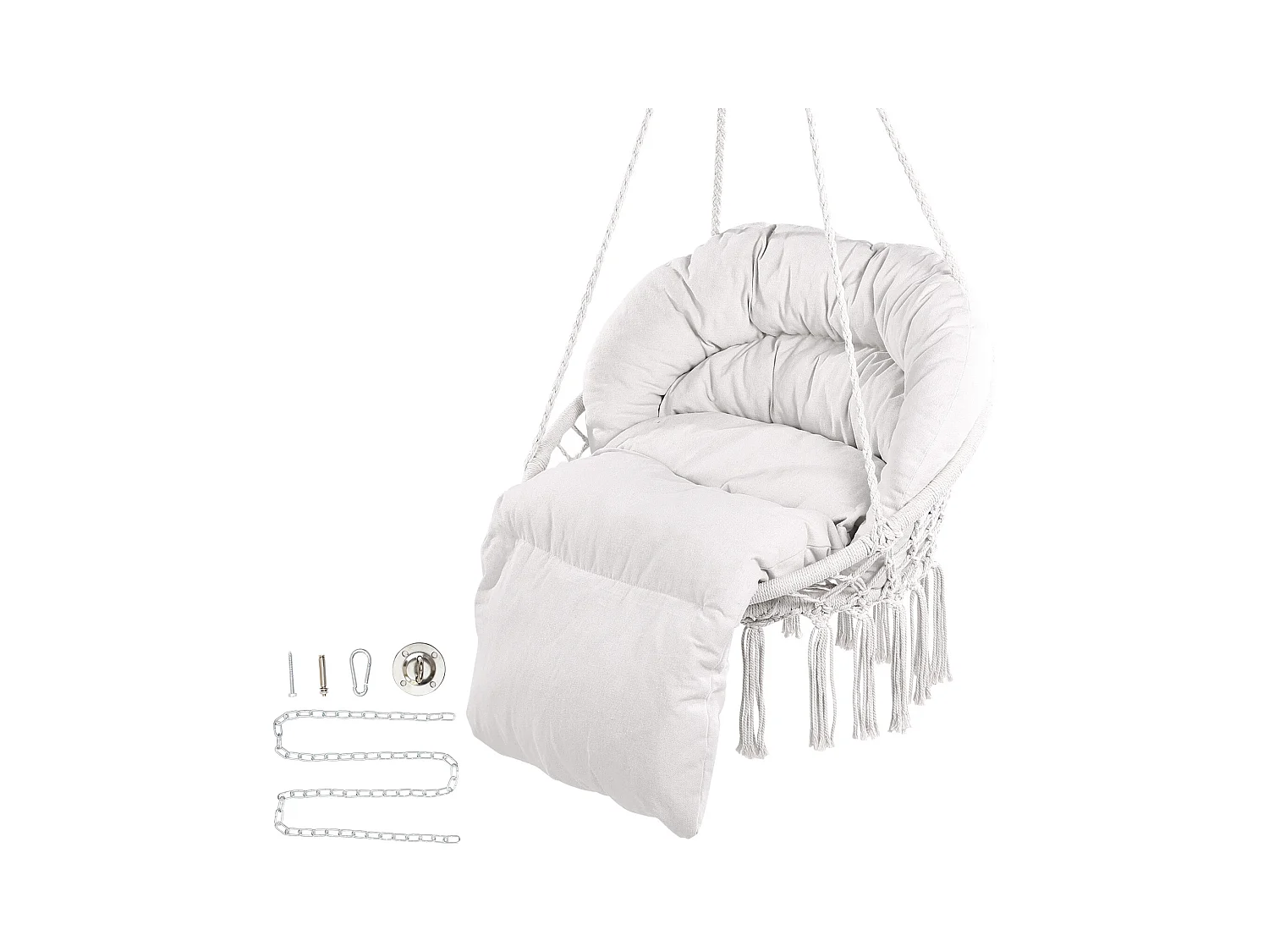 Fauteuil Suspendu Chaise Hamac Suspendue SucceBuy 149.69kg Beige