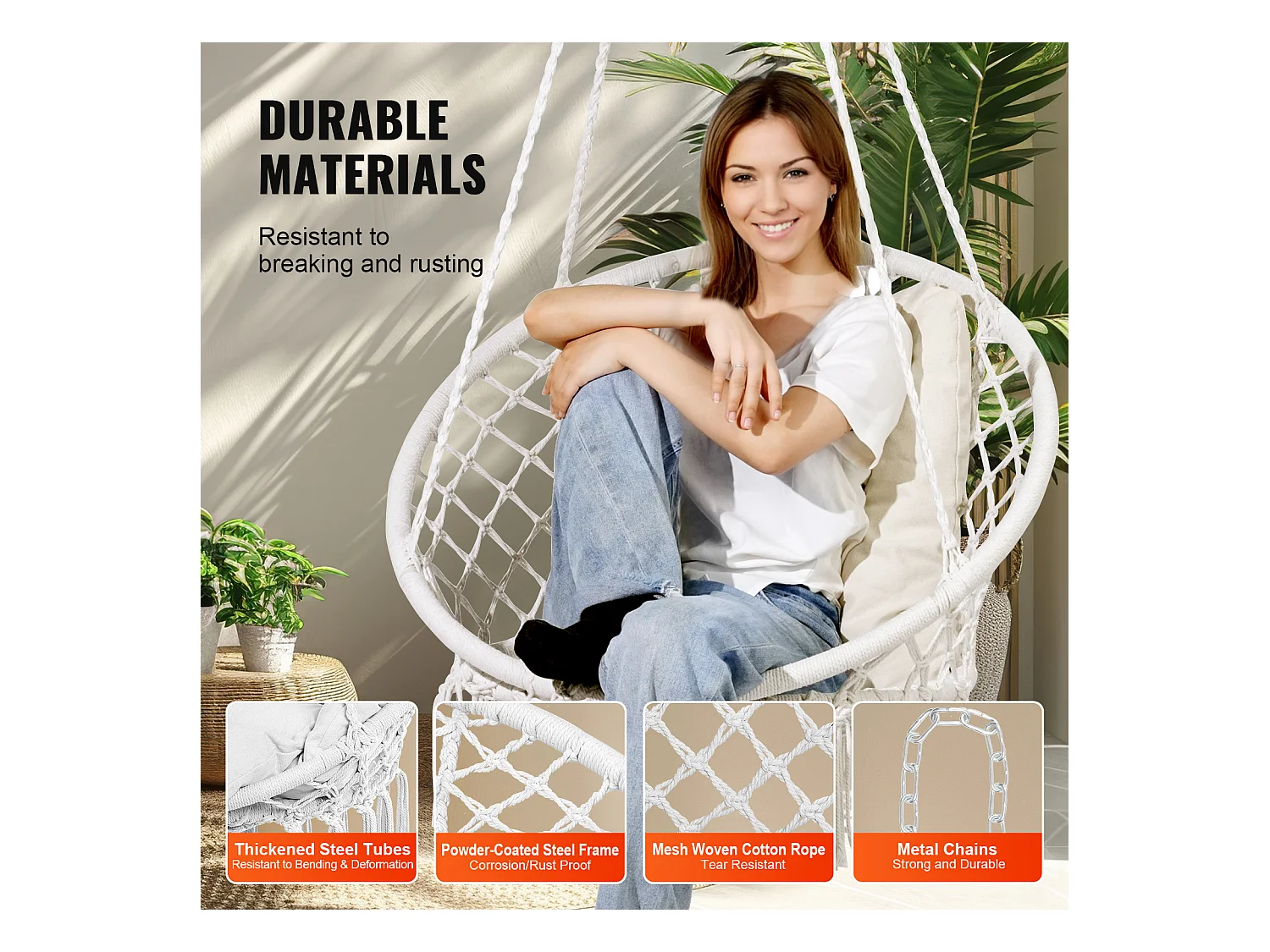 Fauteuil Suspendu Chaise Hamac Suspendue SucceBuy Capacité de 149.69kg