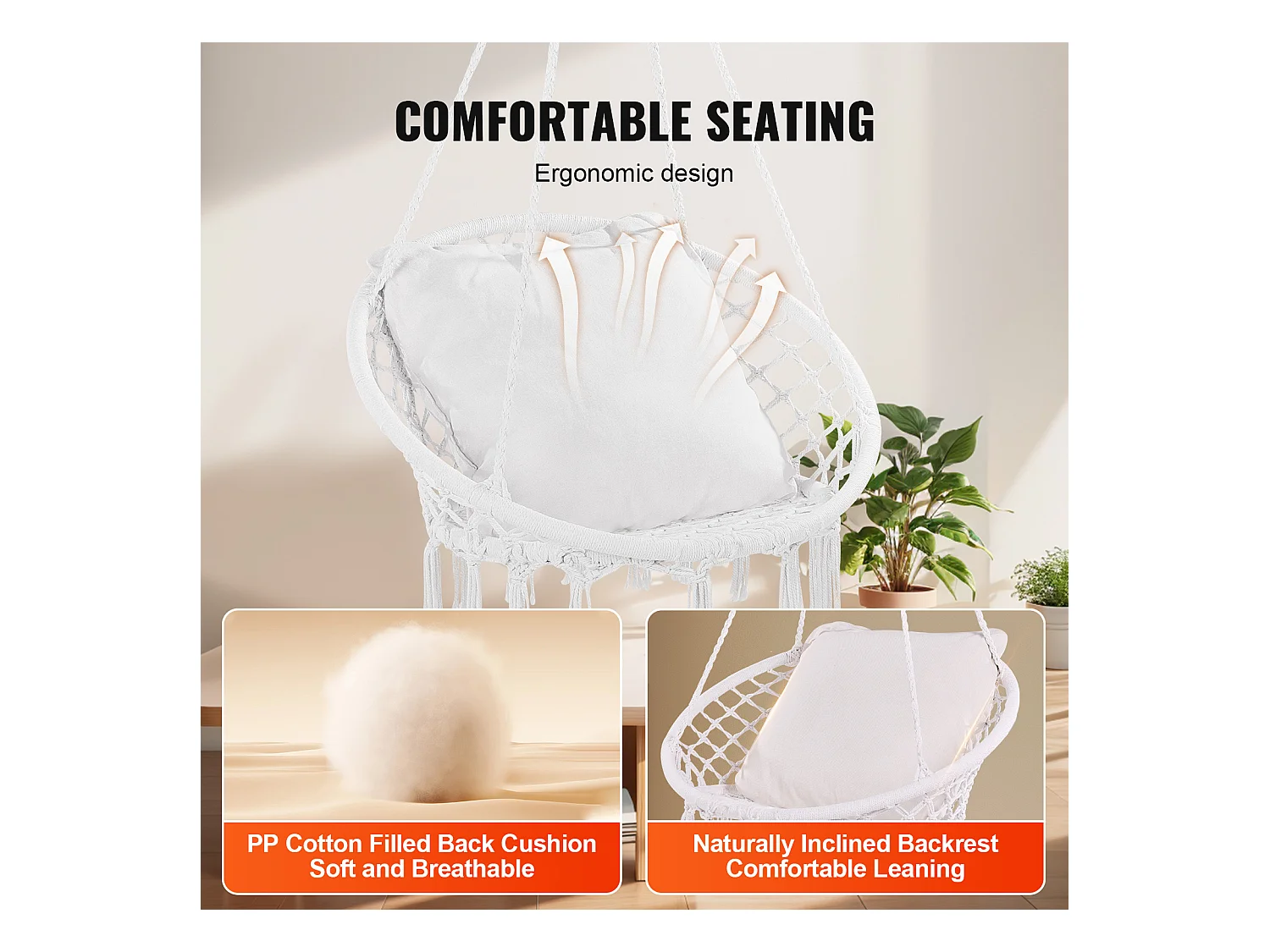 Fauteuil Suspendu Chaise Hamac Suspendue SucceBuy Capacité de 149.69kg