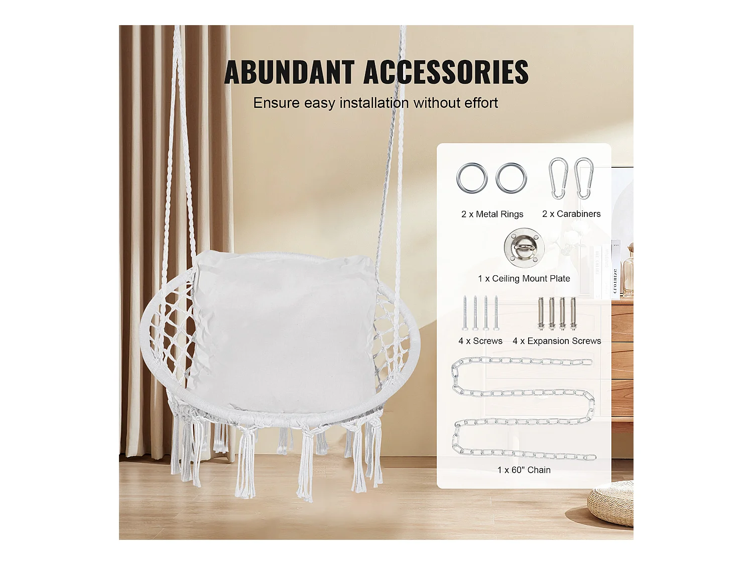 Fauteuil Suspendu Chaise Hamac Suspendue SucceBuy Capacité de 149.69kg