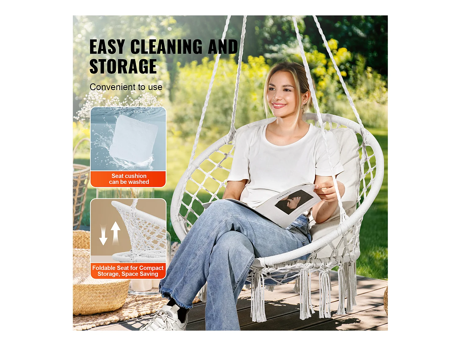 Fauteuil Suspendu Chaise Hamac Suspendue SucceBuy Capacité de 149.69kg