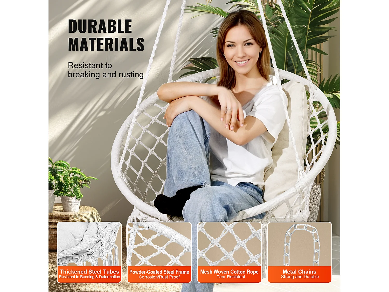 Fauteuil Suspendu Chaise Hamac Suspendue SucceBuy Capacité de 149.69kg