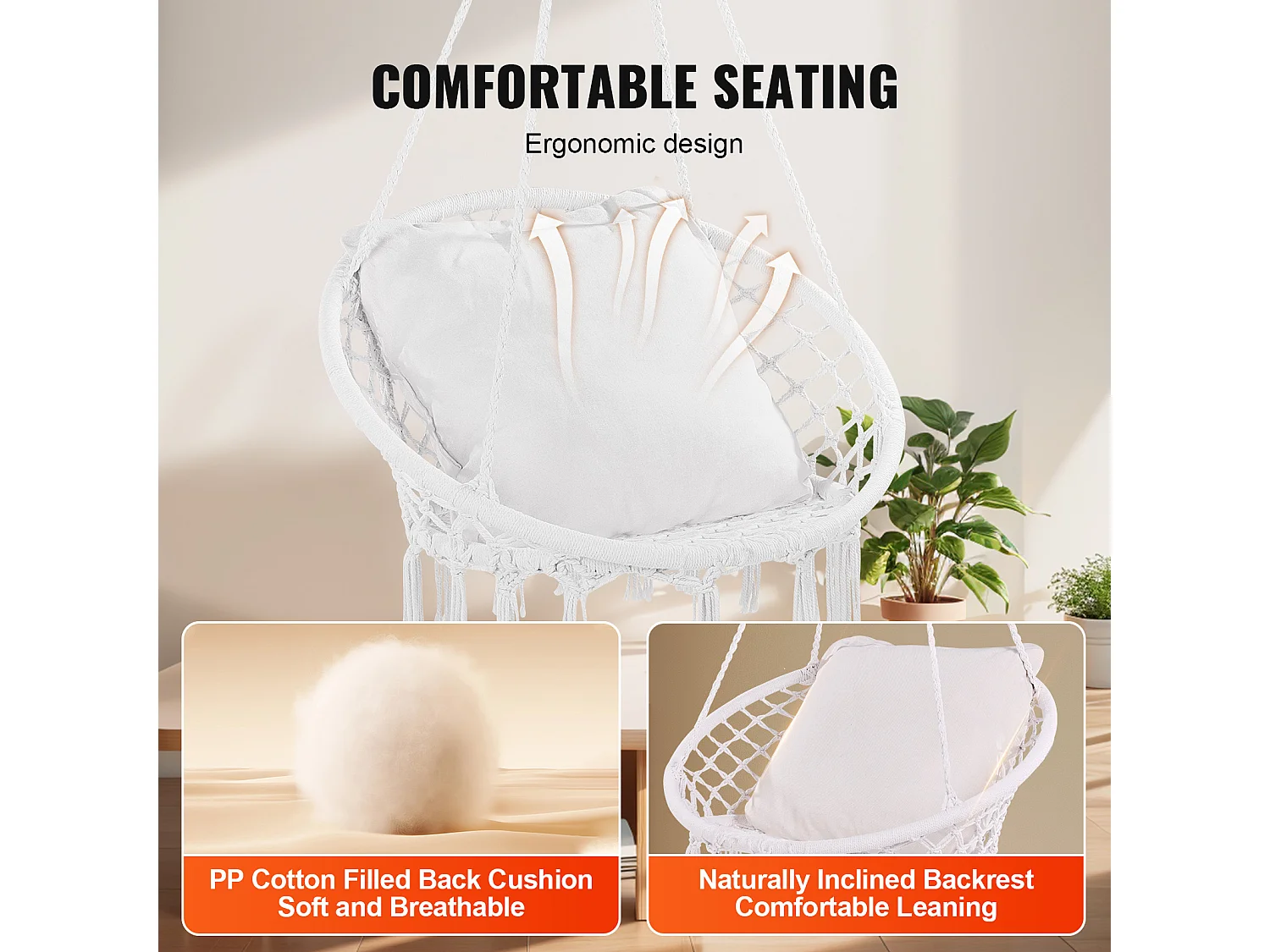 Fauteuil Suspendu Chaise Hamac Suspendue SucceBuy Capacité de 149.69kg