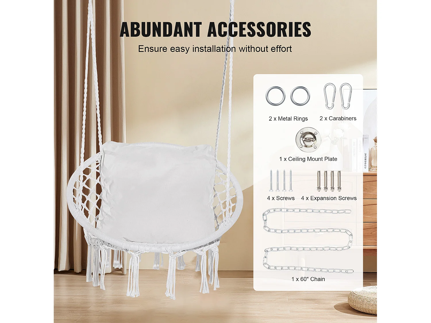 Fauteuil Suspendu Chaise Hamac Suspendue SucceBuy Capacité de 149.69kg