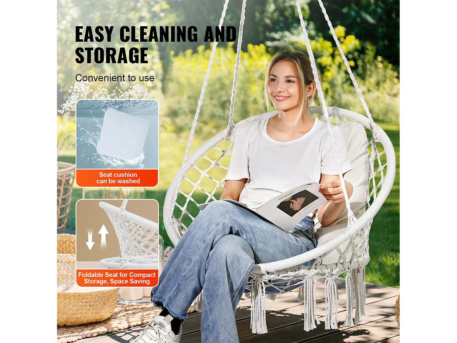 Fauteuil Suspendu Chaise Hamac Suspendue SucceBuy Capacité de 149.69kg