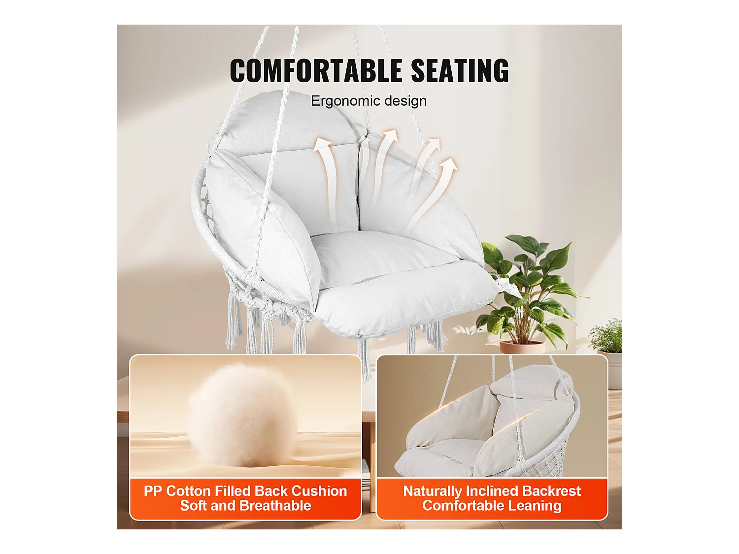 Fauteuil Suspendu Chaise Hamac Suspendue SucceBuy 119.75kg