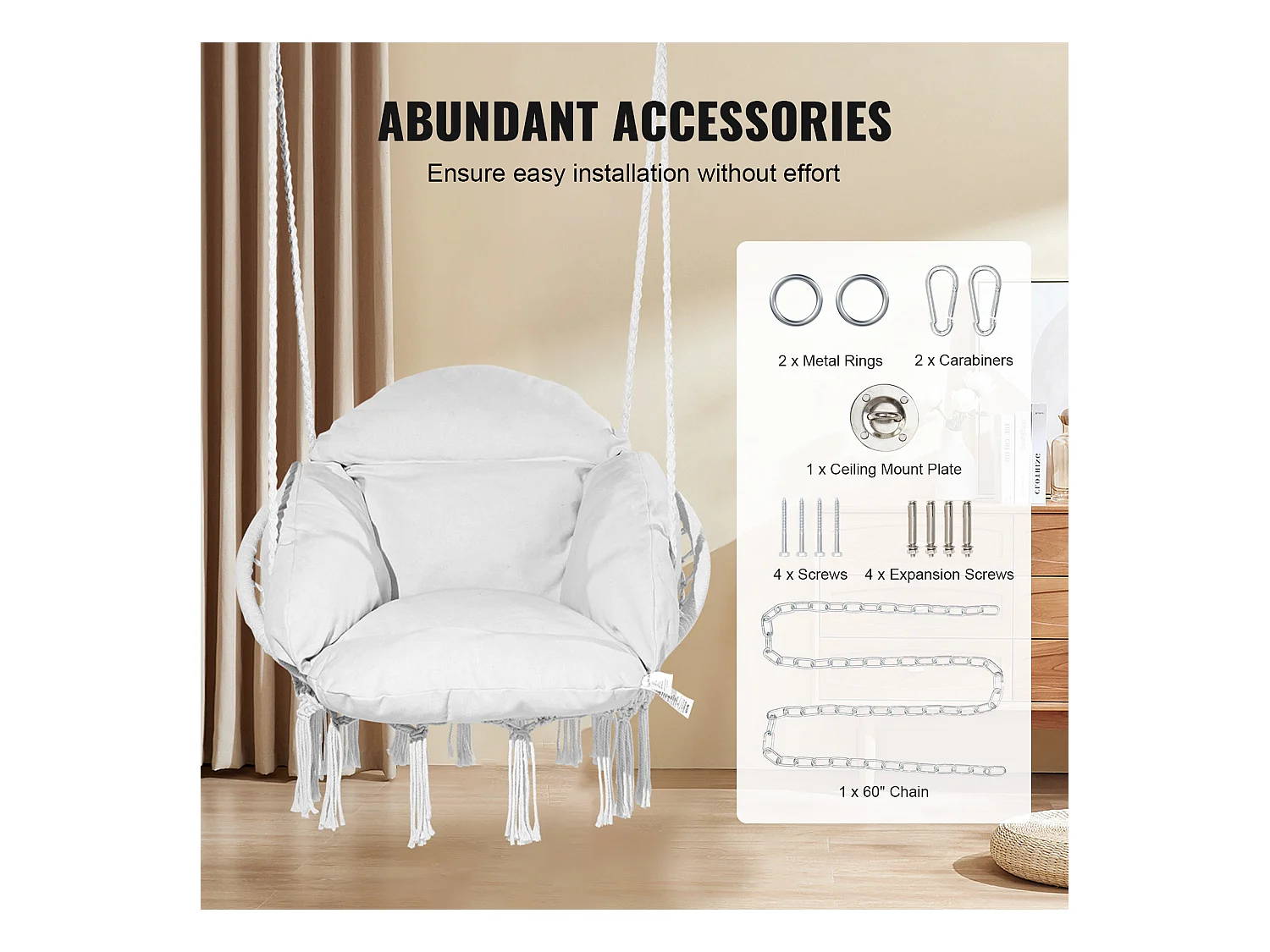 Fauteuil Suspendu Chaise Hamac Suspendue SucceBuy 119.75kg