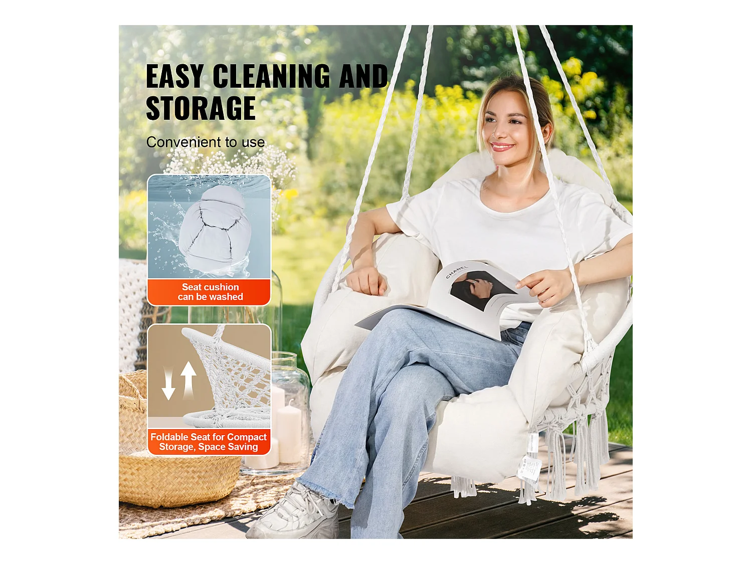 Fauteuil Suspendu Chaise Hamac Suspendue SucceBuy 119.75kg