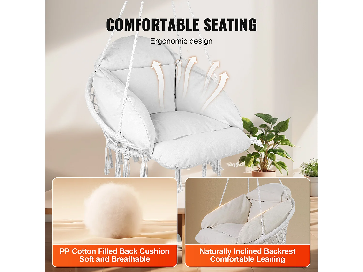 Fauteuil Suspendu Chaise Hamac Suspendue SucceBuy 119.75kg