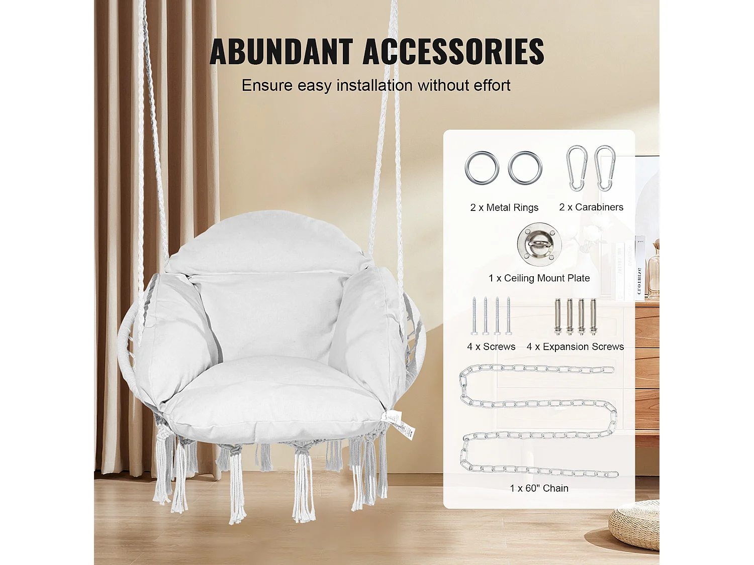 Fauteuil Suspendu Chaise Hamac Suspendue SucceBuy 119.75kg