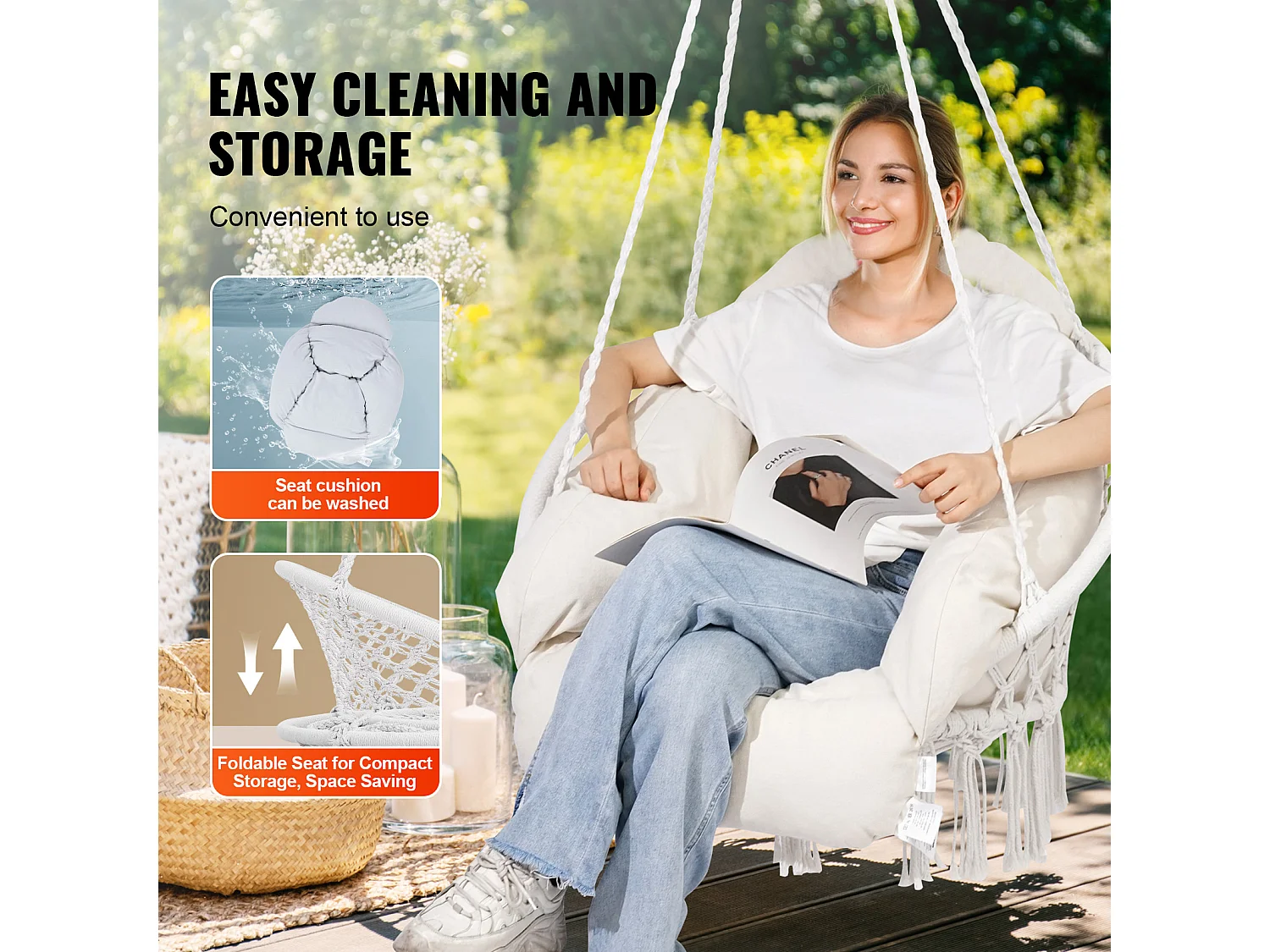 Fauteuil Suspendu Chaise Hamac Suspendue SucceBuy 119.75kg