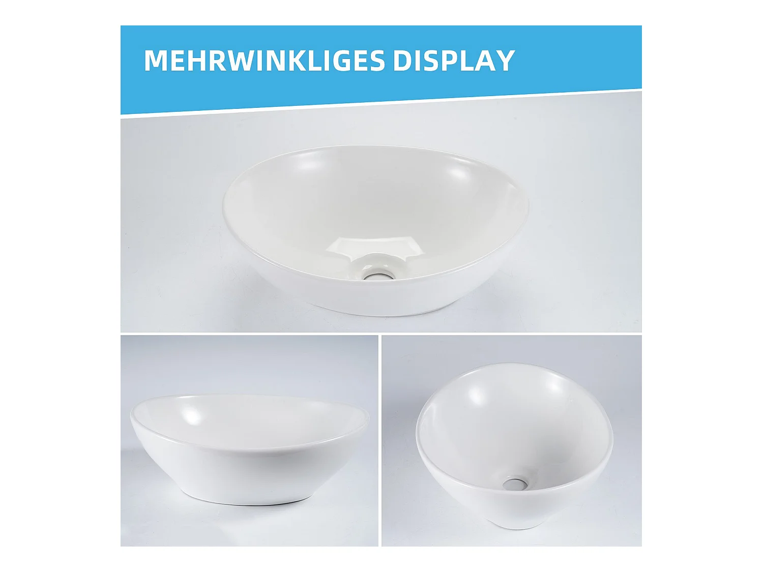 NETTLIFE vasque à poser, Lavabo de salle de bain ovale effet lotus, blanc 41 x 33cm