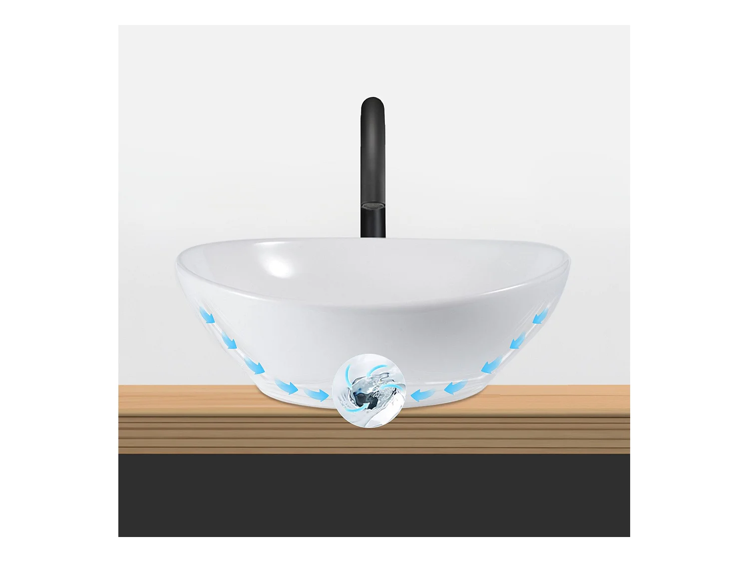 NETTLIFE vasque à poser, Lavabo de salle de bain ovale effet lotus, blanc 41 x 33cm