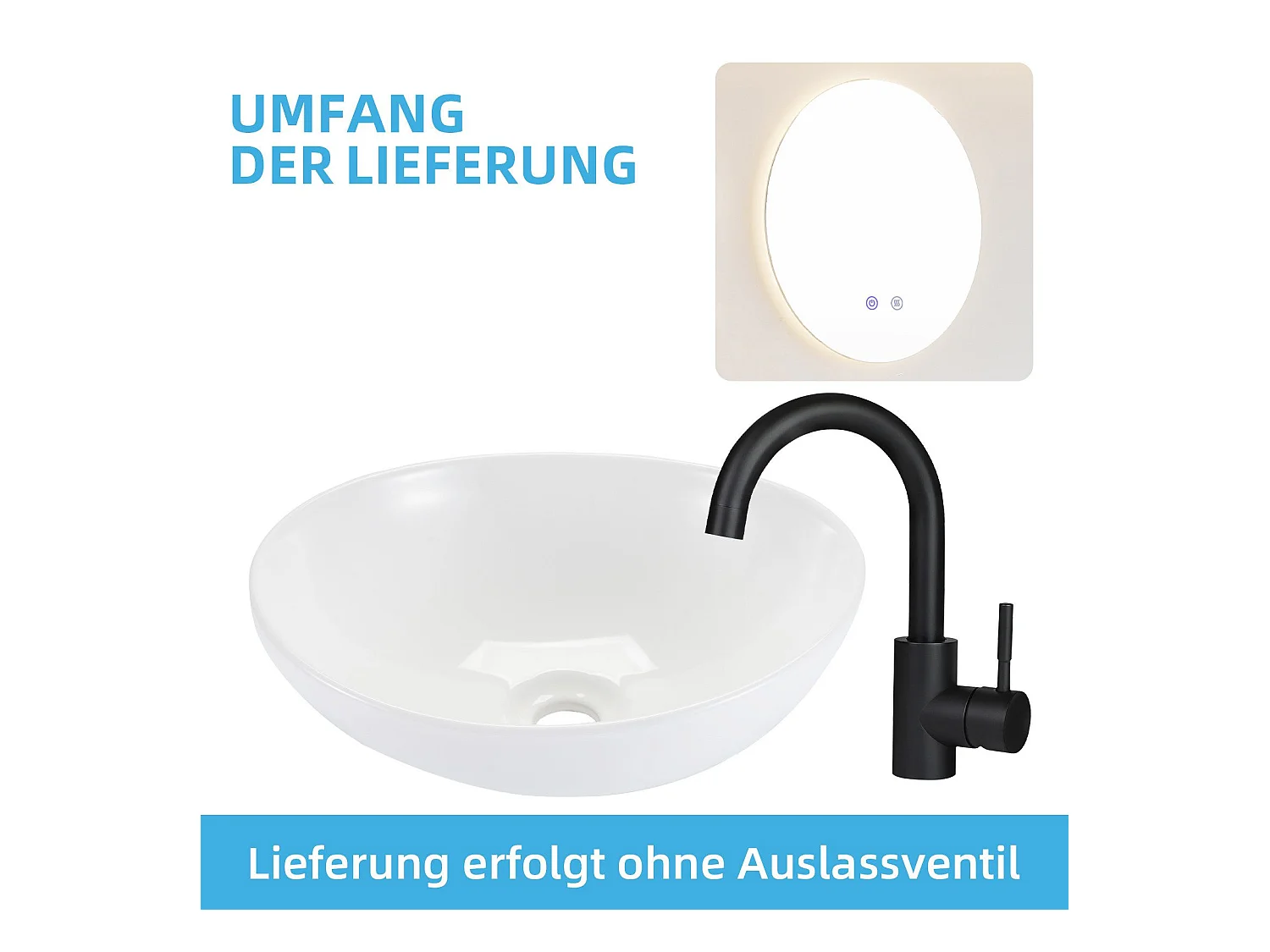 NETTLIFE vasque à poser, Lavabo de salle de bain ovale effet lotus, blanc 41 x 33cm