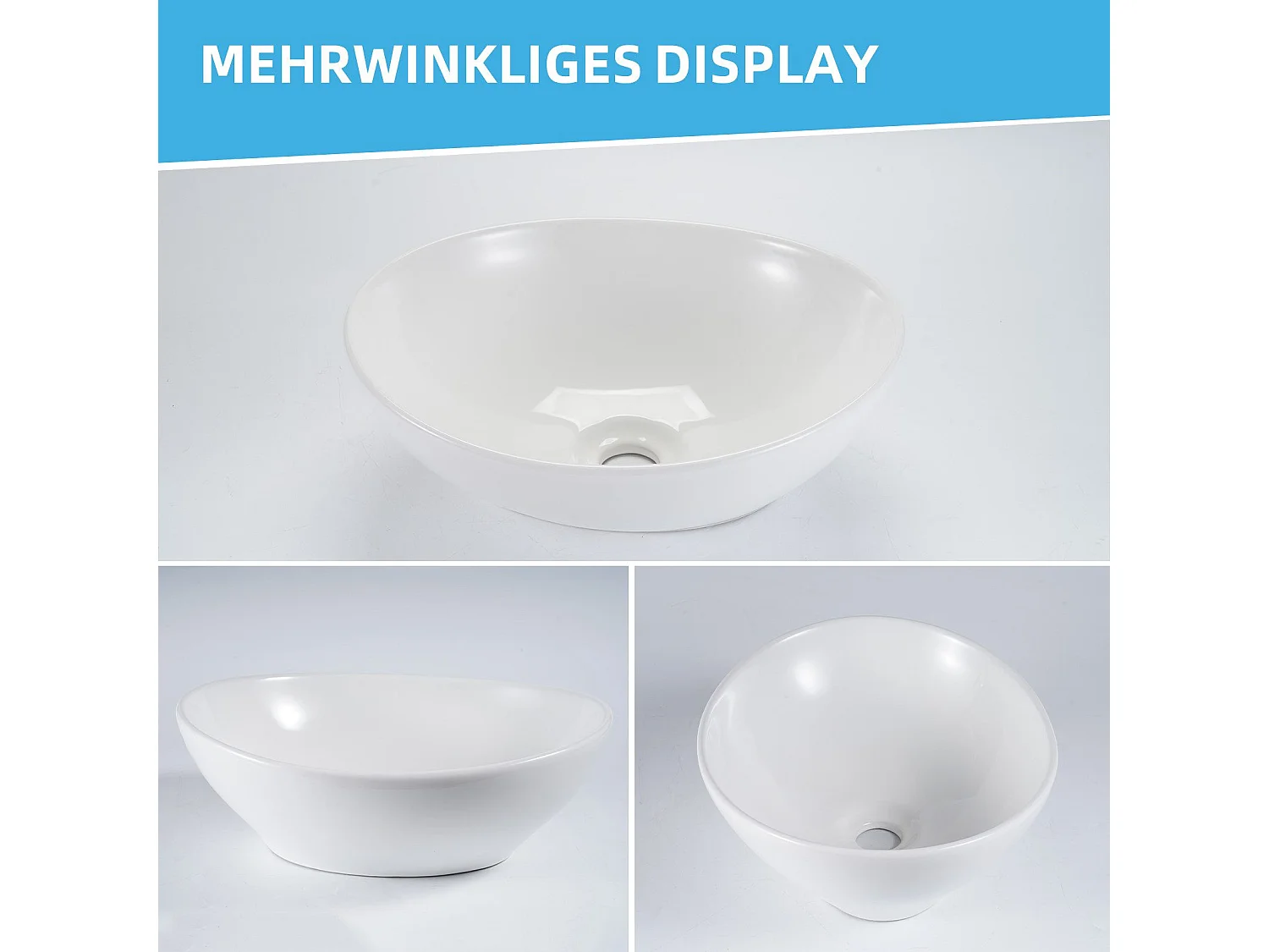 NETTLIFE vasque à poser, Lavabo de salle de bain ovale effet lotus, blanc 41 x 33cm