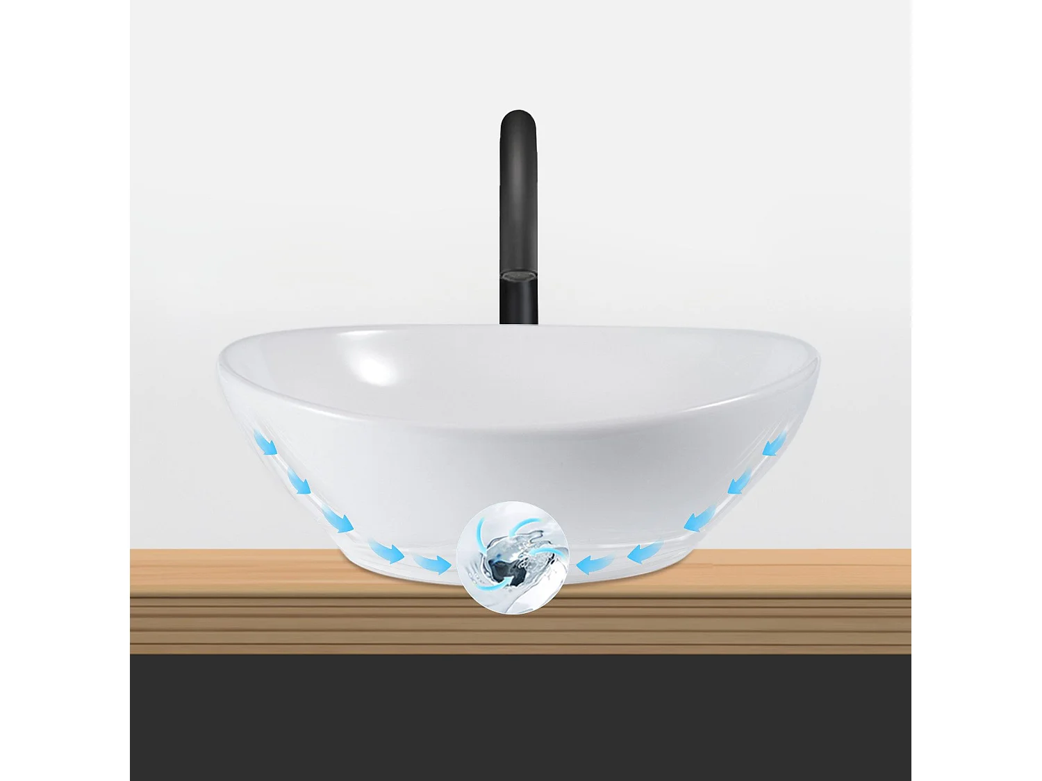 NETTLIFE vasque à poser, Lavabo de salle de bain ovale effet lotus, blanc 41 x 33cm