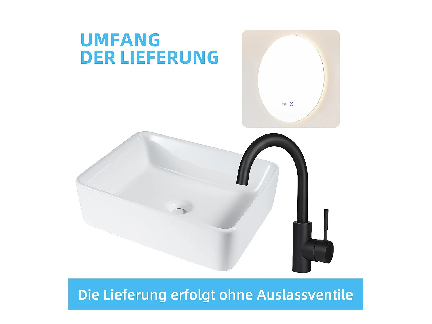 NETTLIFE vasque à poser, Lavabo de salle de bain carrée en céramique effet lotus 48 x 37cm