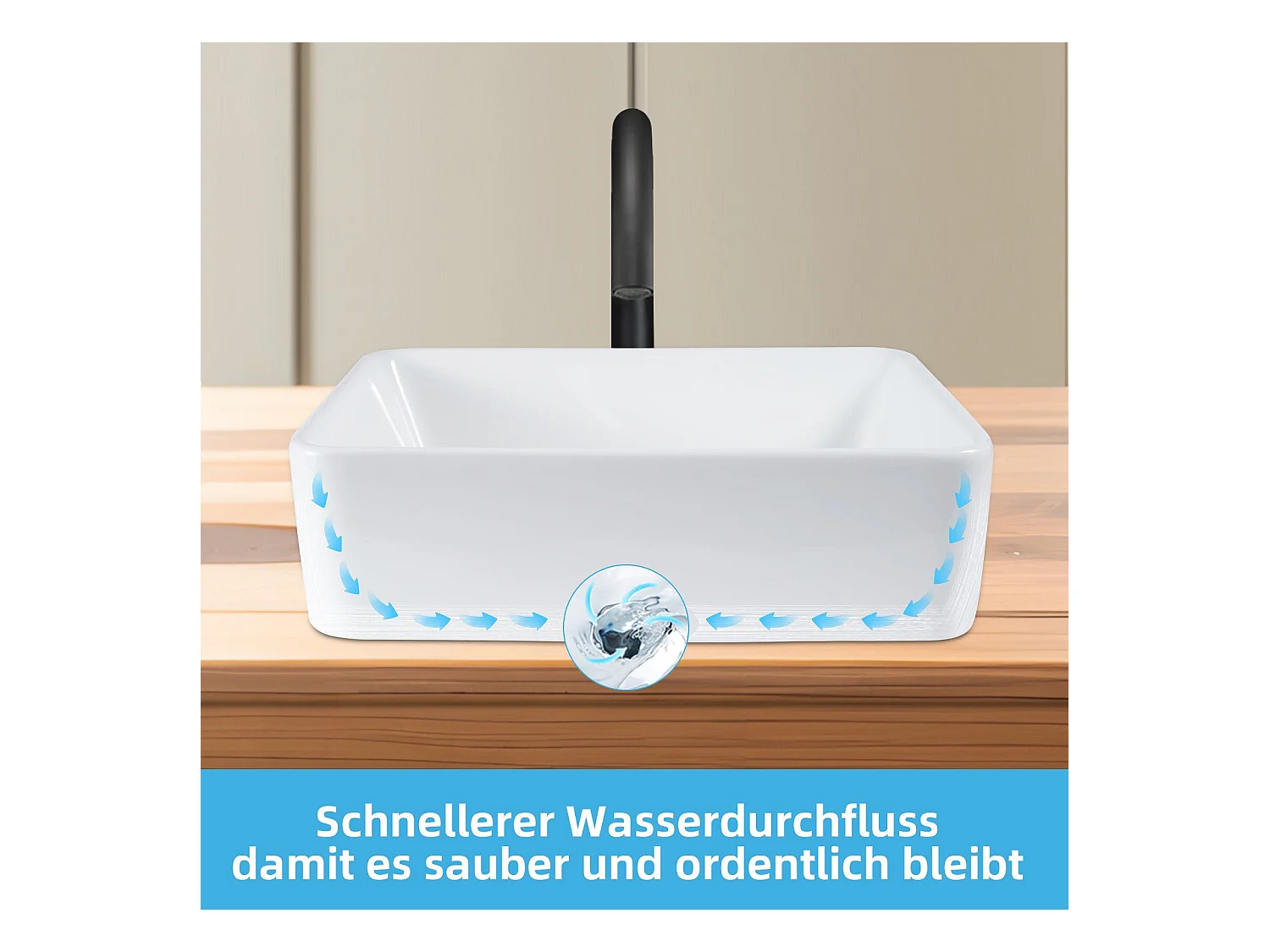 NETTLIFE vasque à poser, Lavabo de salle de bain carrée en céramique effet lotus 48 x 37cm